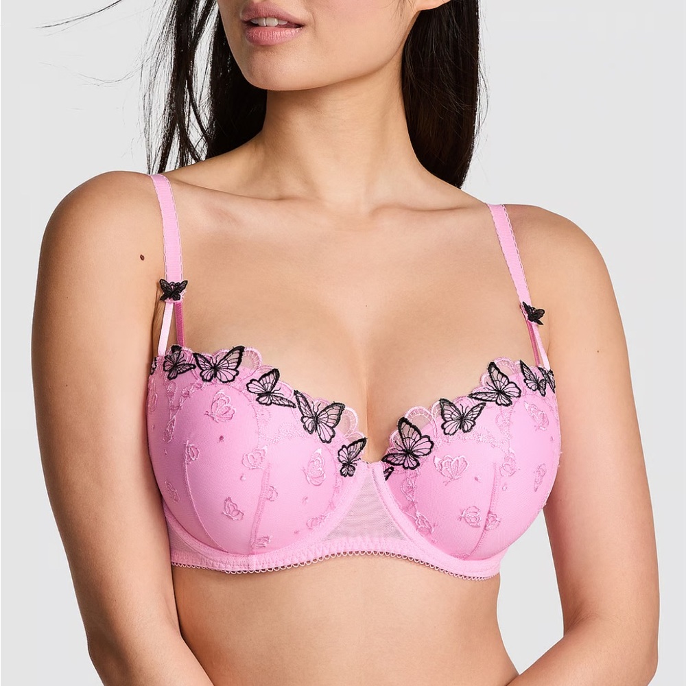Victoria’s secret butterfly Embroidered WINK PUSH-UP BALCONETTE BRA 34DDD